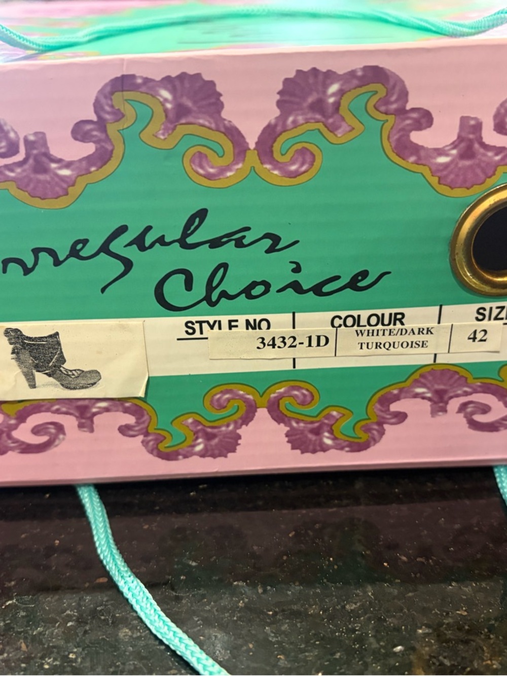 Irregular Choice Vintage Teal Houndstooth Fold-Over Ankle Boots - Picture 5 of 10